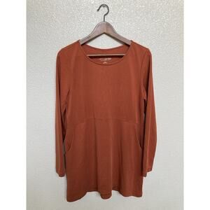 Soft Surroundings orange tunic size small front pocket long sleeve flowy casual